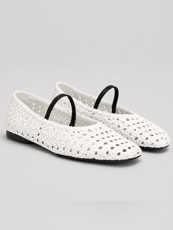 Vince Shoes - Vince Vivian White Woven Leather Mary Jane Ballet Flats Size 8 New